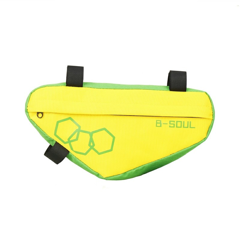 Borseta pentru bicicleta din material impermeabil, montare pe cadru, pentru telefon, accesorii, Verde Galben, BBL1887