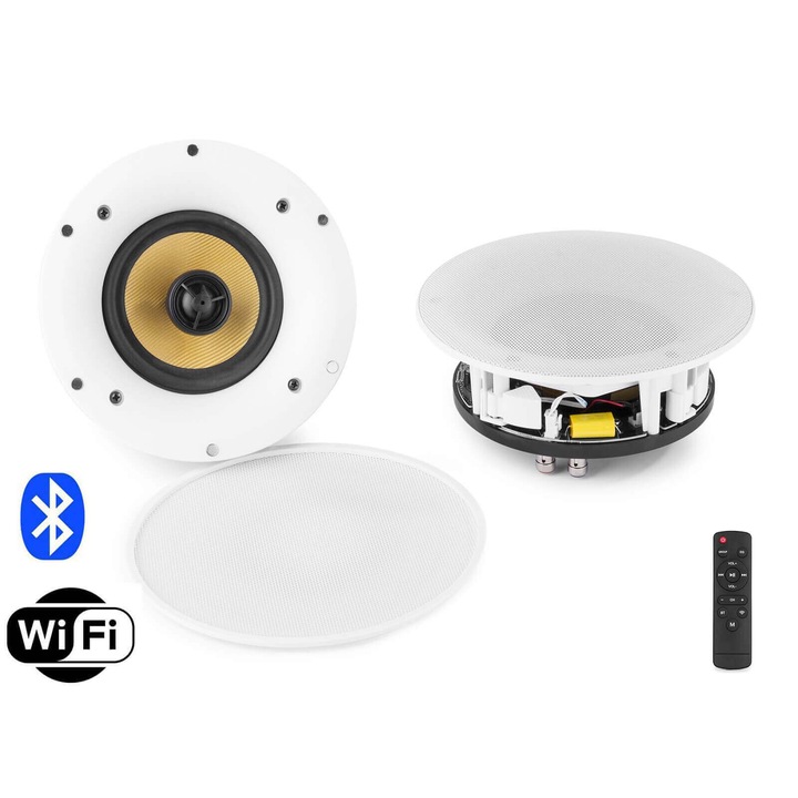 Power Dynamics WCS80 2 utas aktív beépíthető, álmennyezeti hangszórópár (8″) + Bluetooth + WiFi