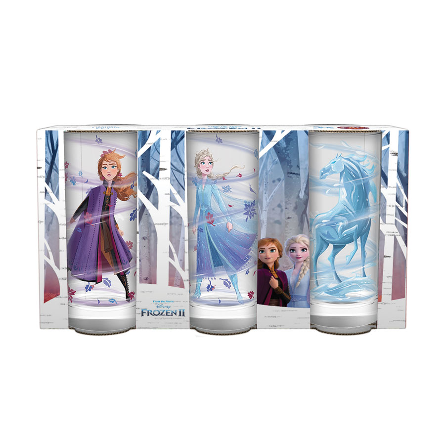 Set 3 pahare Disney, Model Frozen, Sticla, 270 ml, Multicolor