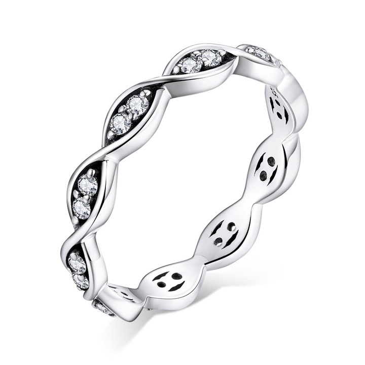 Inel din argint Shiny Swirl Roped, Argintiu