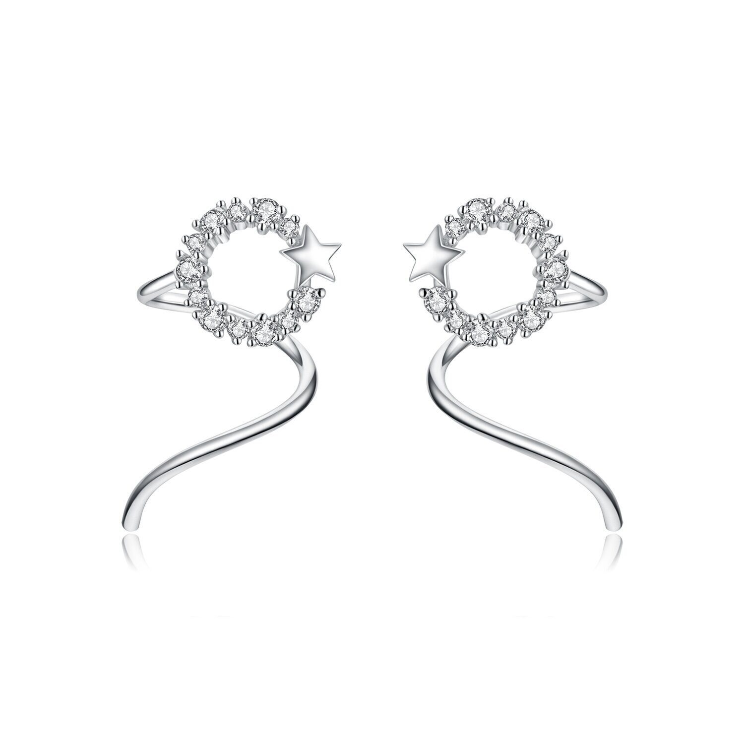 Cercei din argint Swirl Silver Star