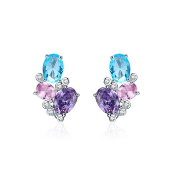 Cercei din argint Beautiful Stones Hoops Cercei din argint Beautiful Stones Hoops