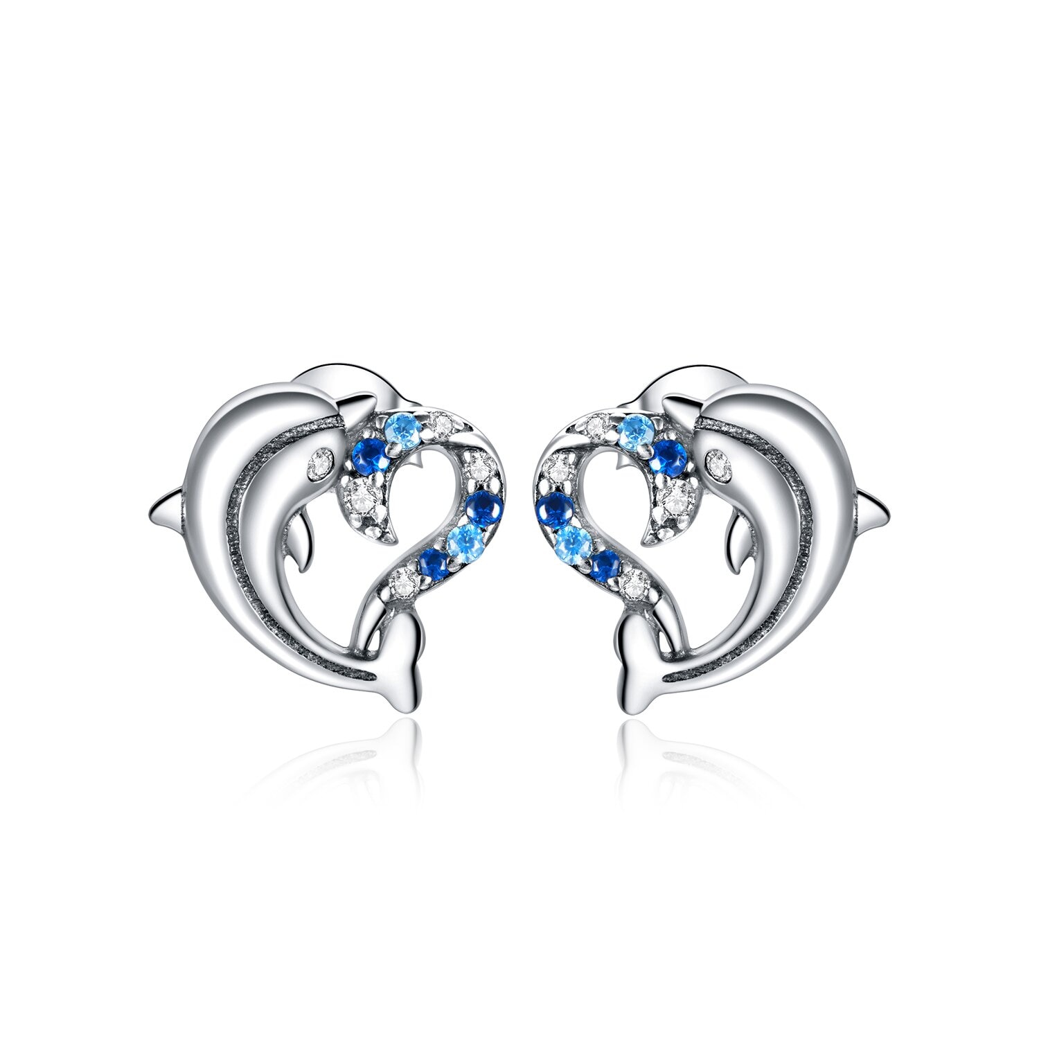 Cercei din argint Dolphin Love