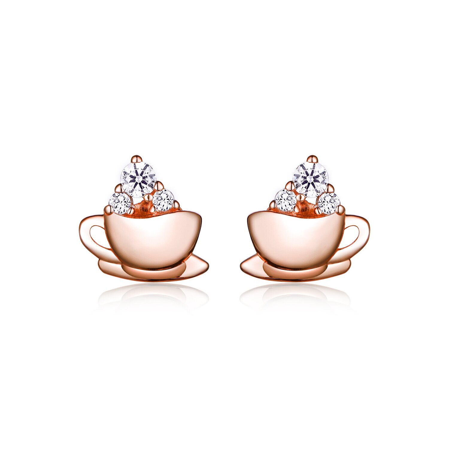 Cercei din argint Rose Gold Tea Cup