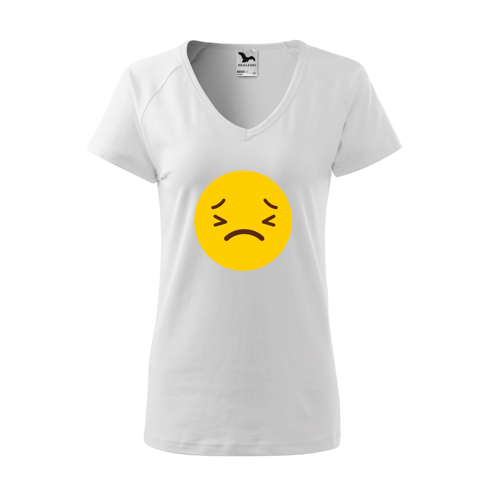 Tricou dama, Malfini, Emoji Depressed Face, Alb, L