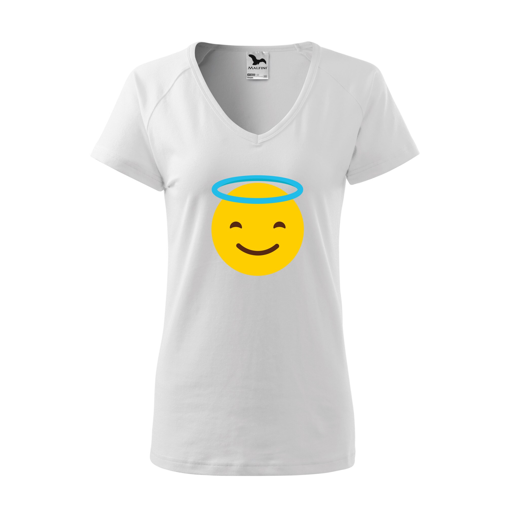Tricou dama, Malfini, Emoji Angel Face, Alb, L