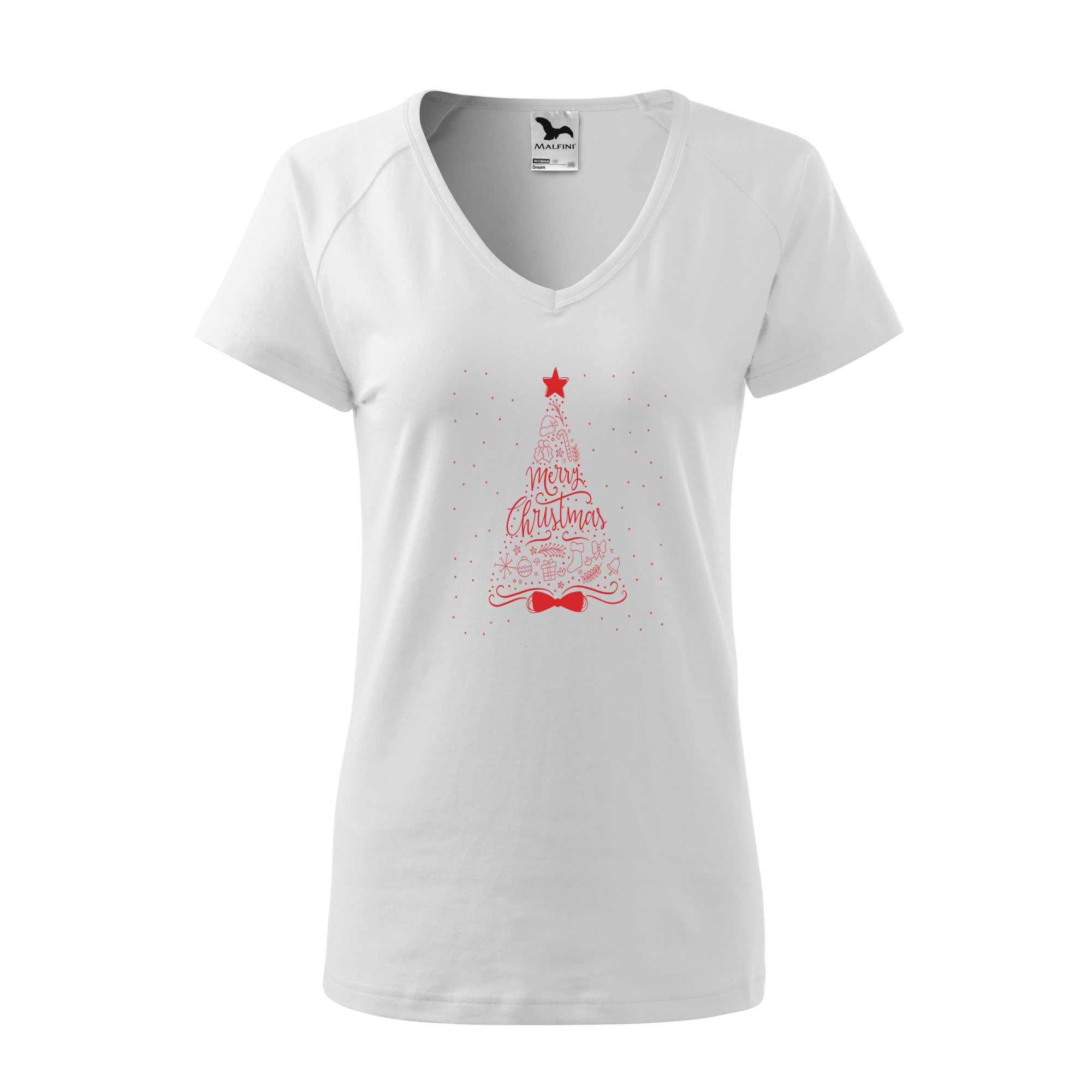 Tricou dama, Malfini, Christmas Tree, Alb, L