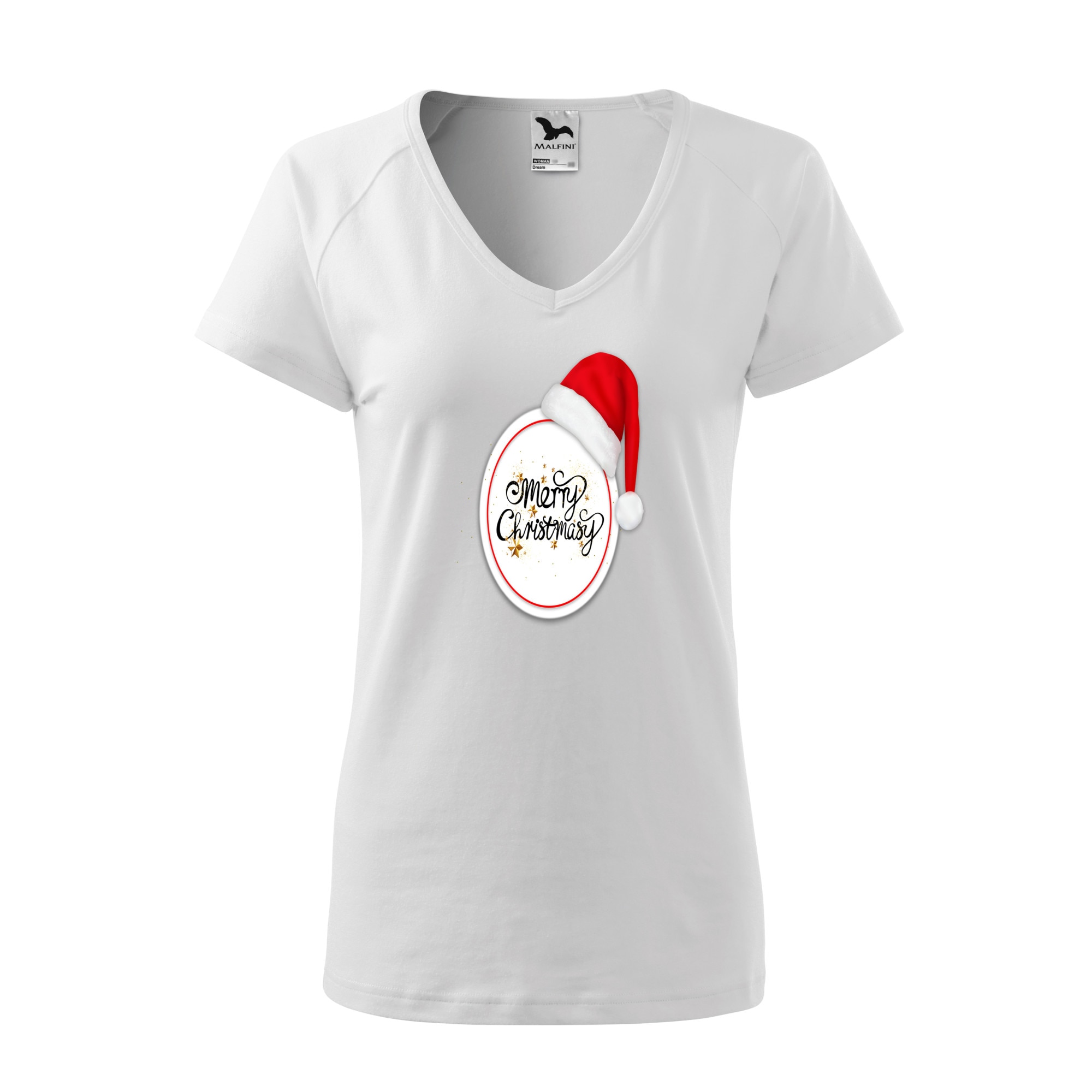 Tricou dama, Malfini, Merry Christmas Circle, Alb, L