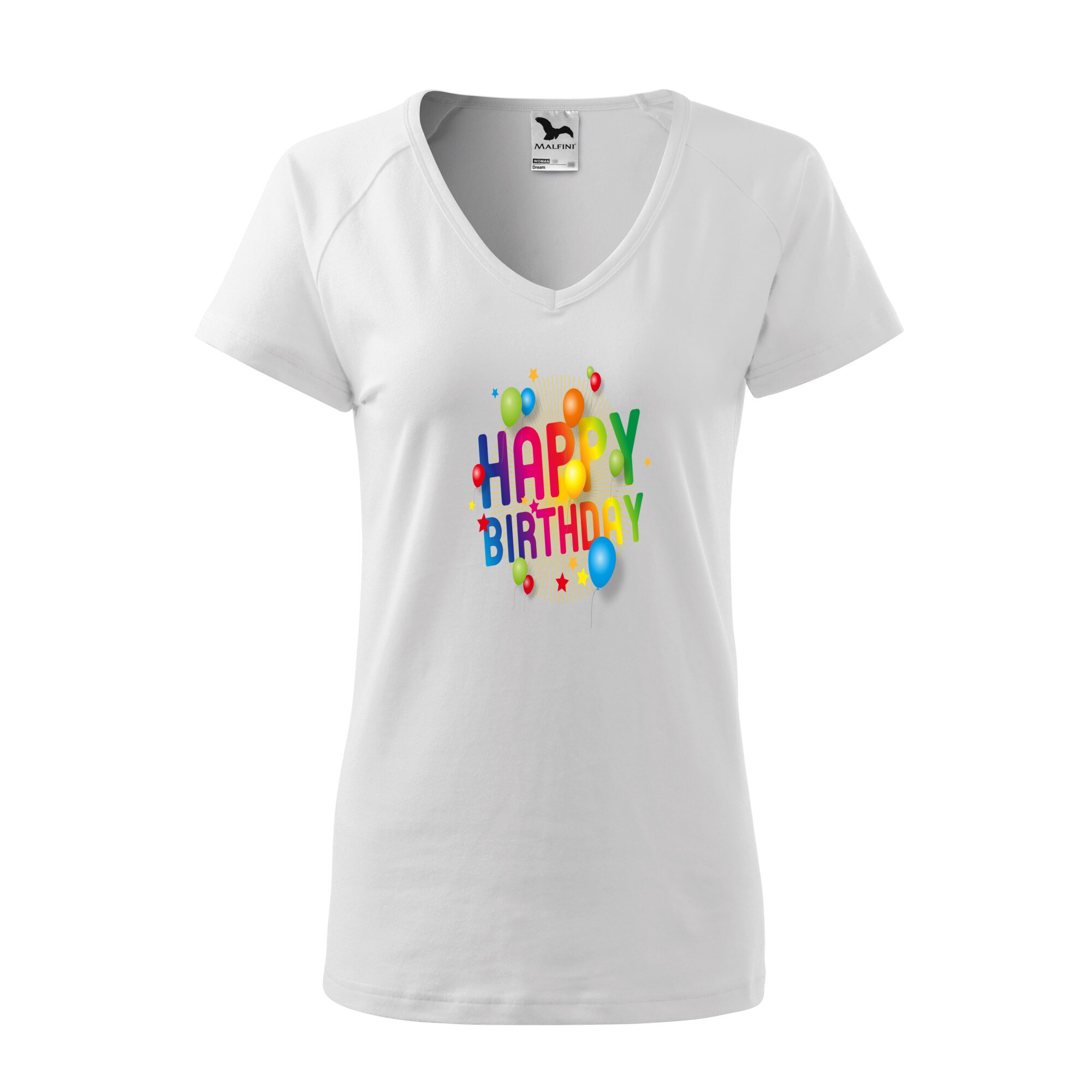 Tricou dama, Malfini, Happy Birthday, Alb, L
