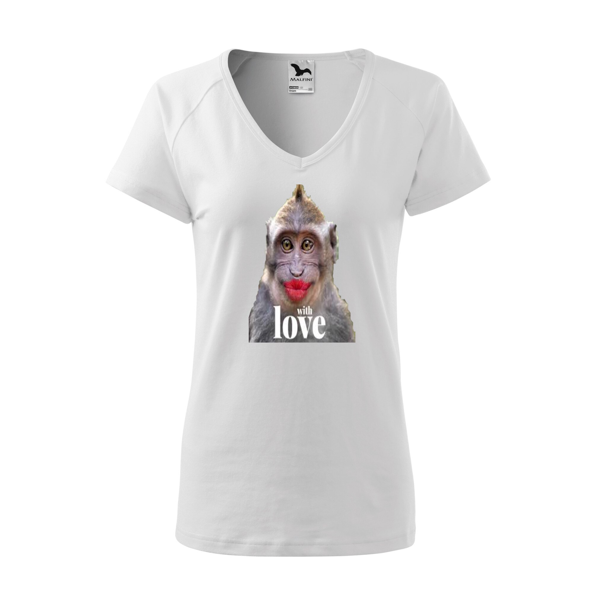 Tricou dama, Malfini, Monkey Love, Alb, M