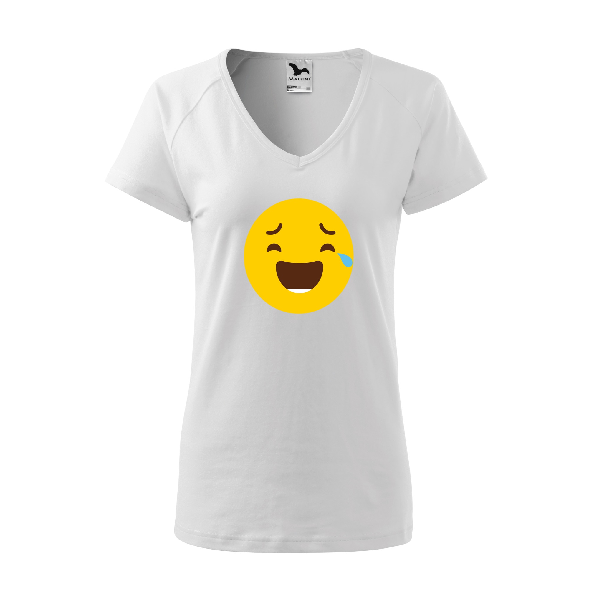 Tricou dama, Malfini, Emoji Laughing with joy Face, Alb, M