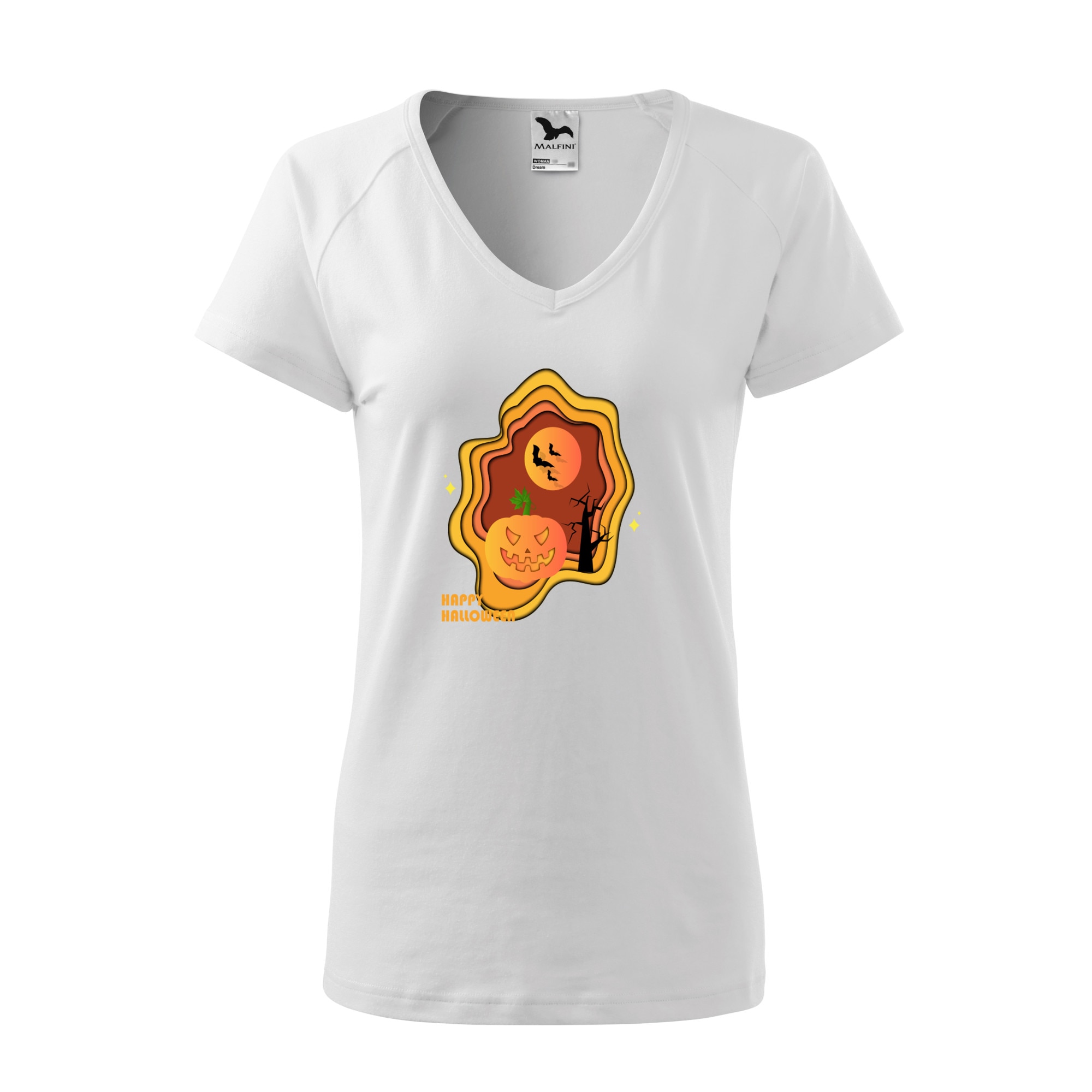 Tricou dama, Malfini, Happy Halloween, Alb, L
