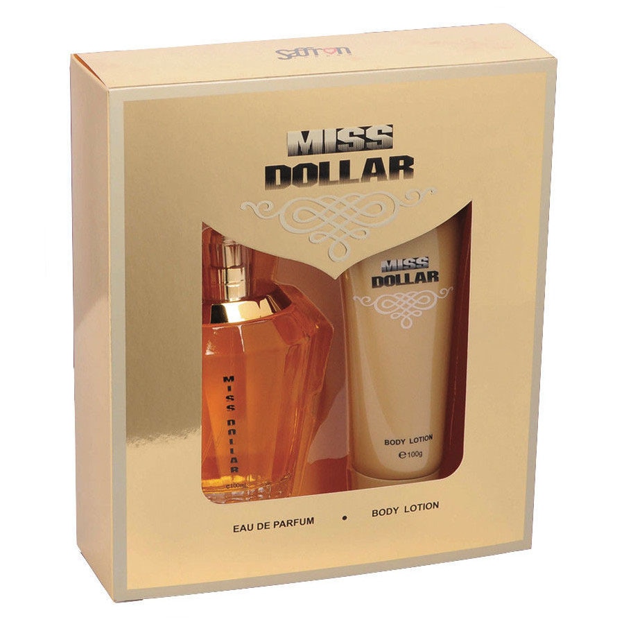Set Cadou Miss DOLLAR cu Apa de Parfum Saffron London, dama, EDP, 100 ml si Lotiune de Corp, 100 ml