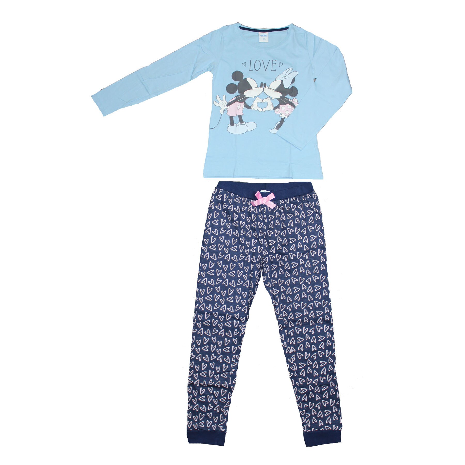 Pijama maneca lunga, Minnie and Mickey love, albastra