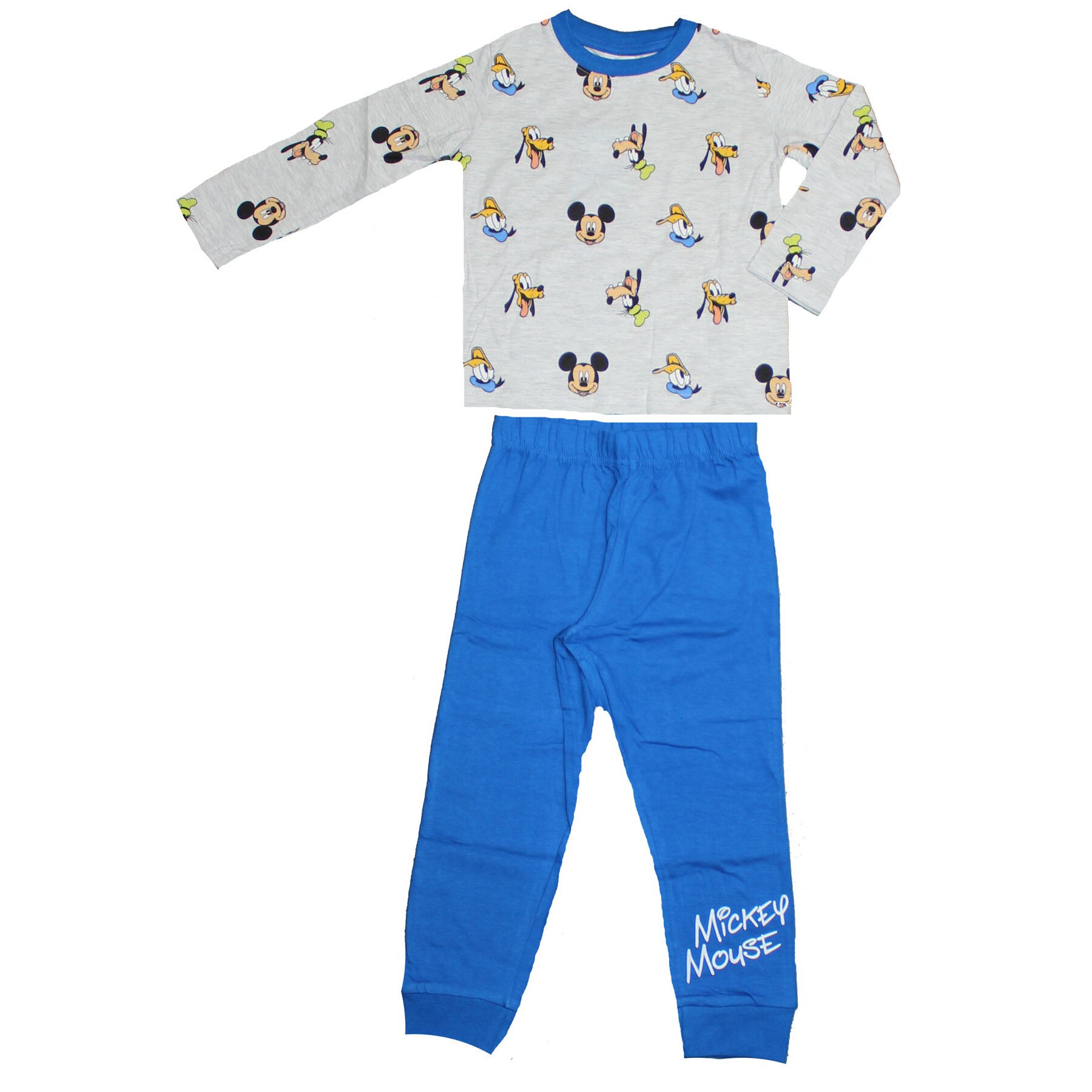 Pijama maneca lunga, Mickey si prietenii, gri cu albastru