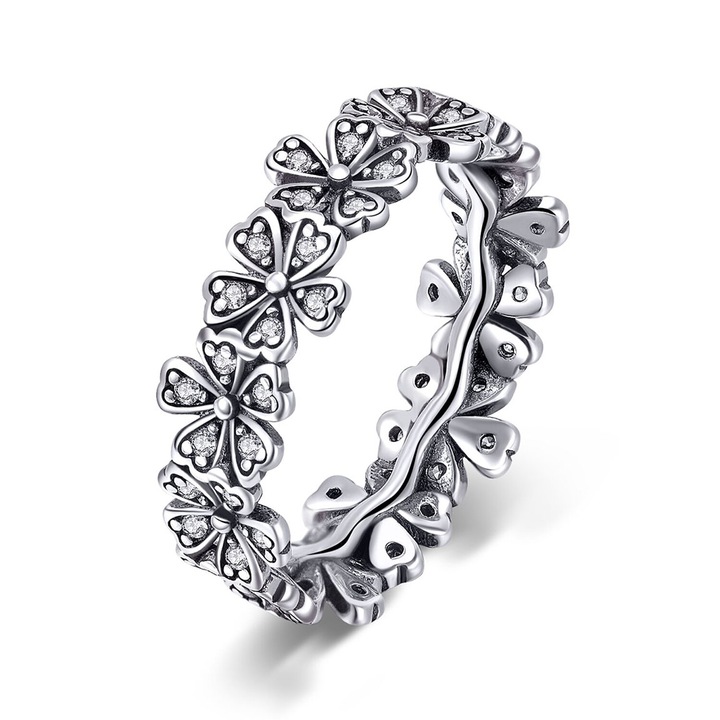 Inel din argint Sparkling Daisies