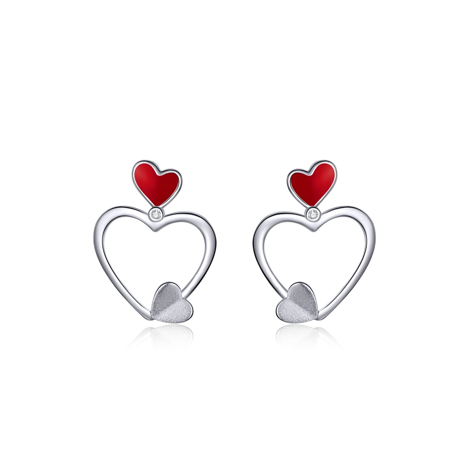 Cercei din argint Trio Hearts