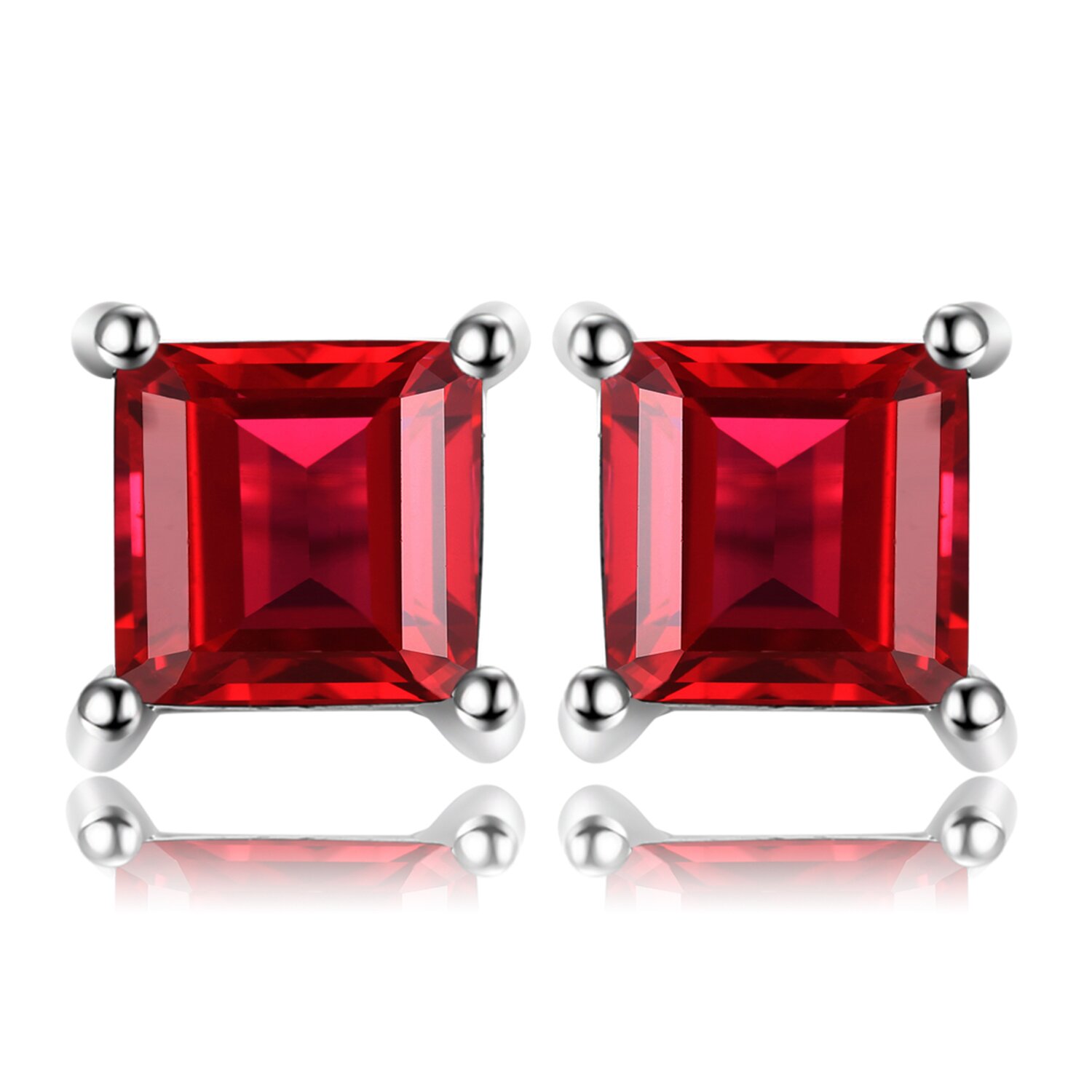 Cercei din argint Little Ruby Square