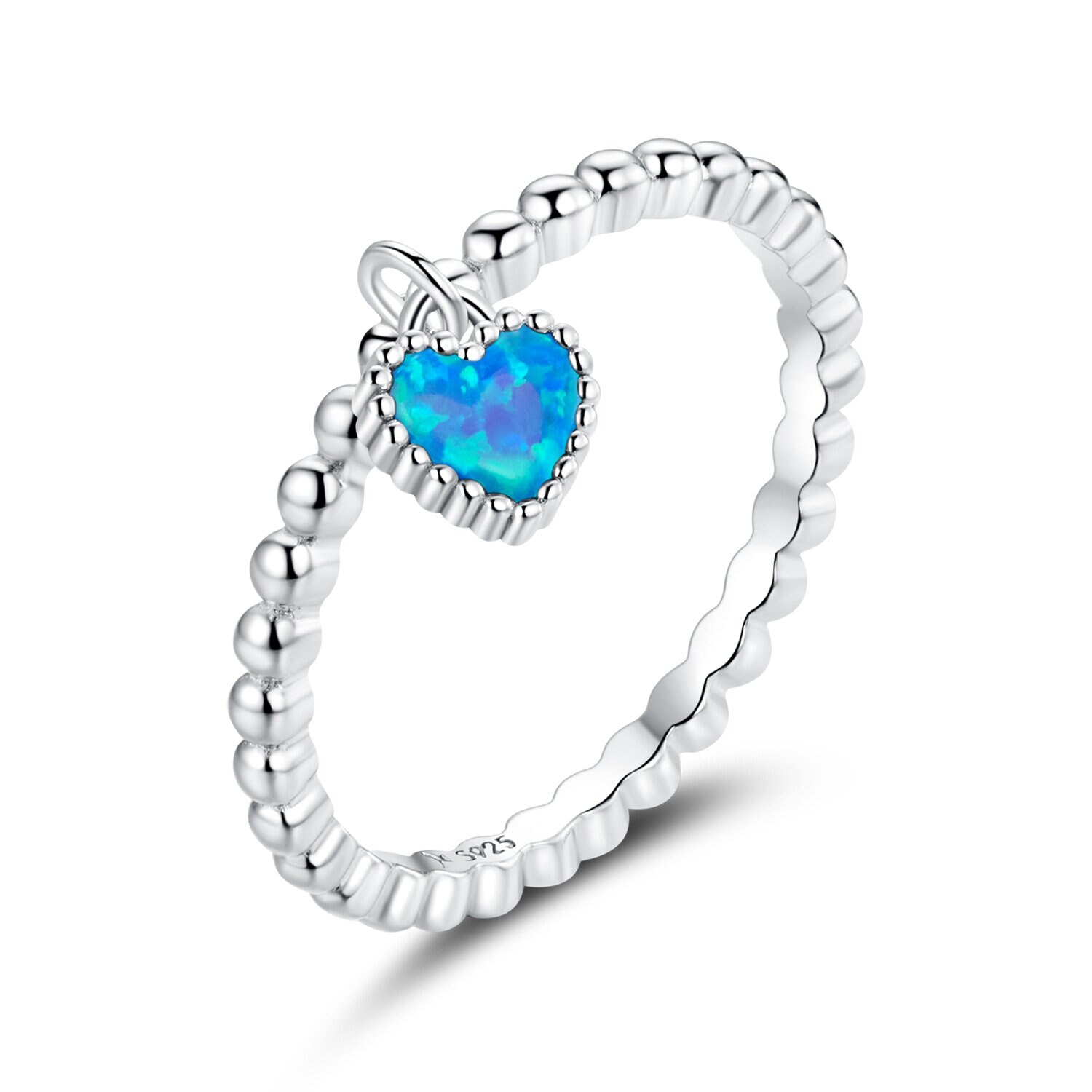 Inel din argint Opal Blue Heart