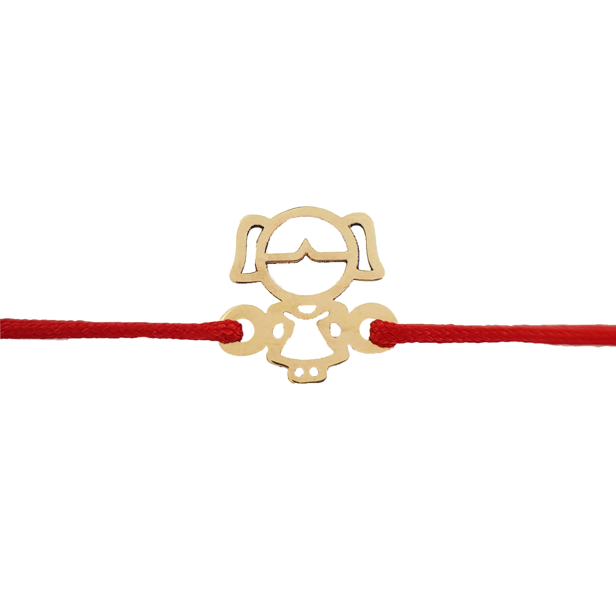 Bratara snur reglabil, Grata, pandantiv fetita, Aur 14k