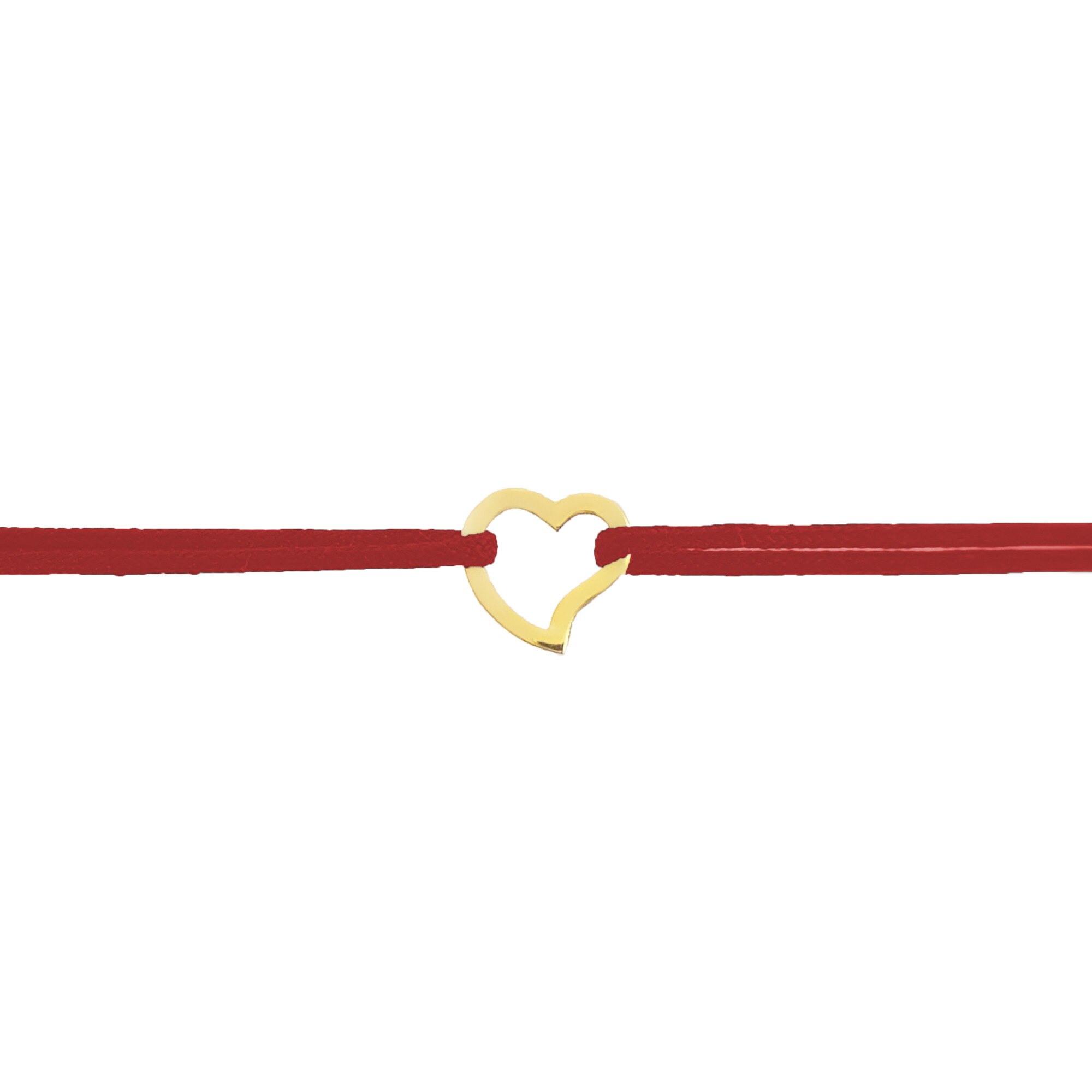Bratara snur reglabil, Grata, Inima decupata, Aur 14k