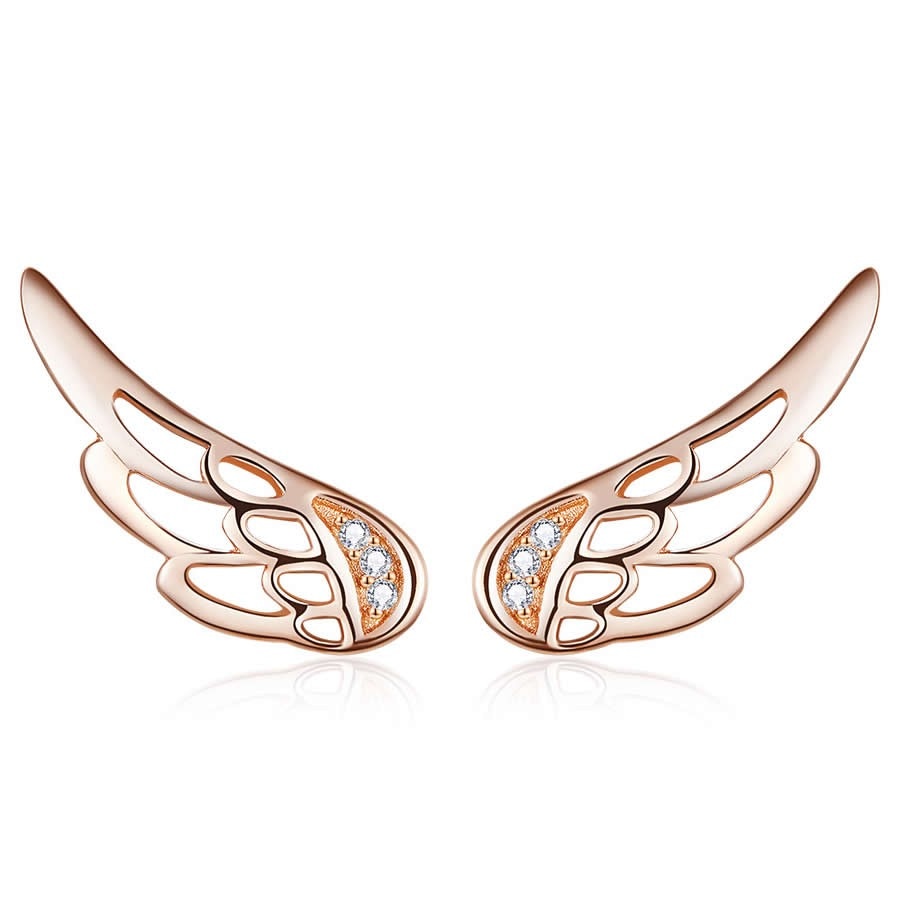 Cercei din Argint 925, Placati cu Aur Roz, Tisoro, Freedom, Cristale Zirconiu, Rose