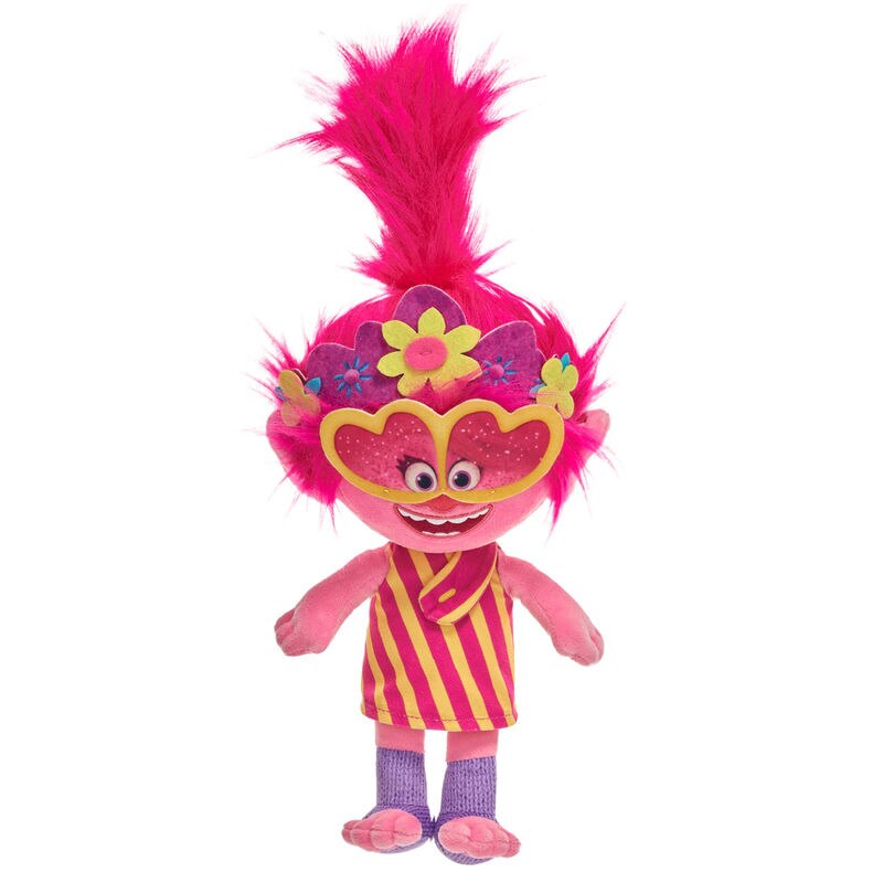 Papusa plus, Poppy cu ochelari, trolls, trolii, multicolor, 28 cm
