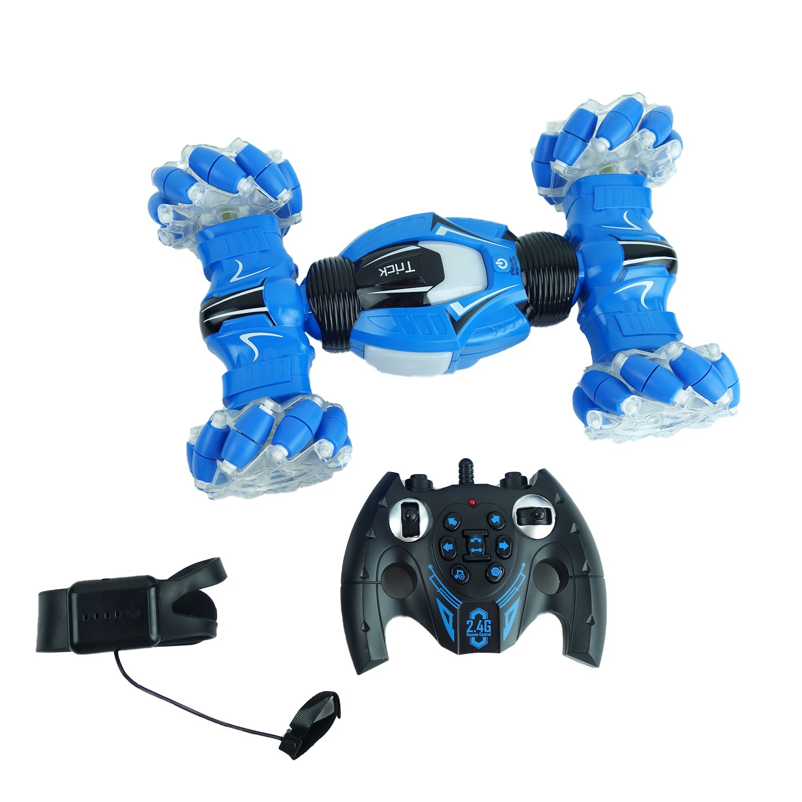 Masinuta de cascadorii cu telecomanda, ceas gravitational, 32 cm, albastru