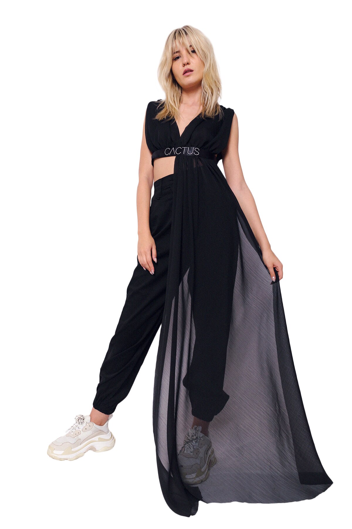 Pantaloni cargo negri, Cactus the brand, negru