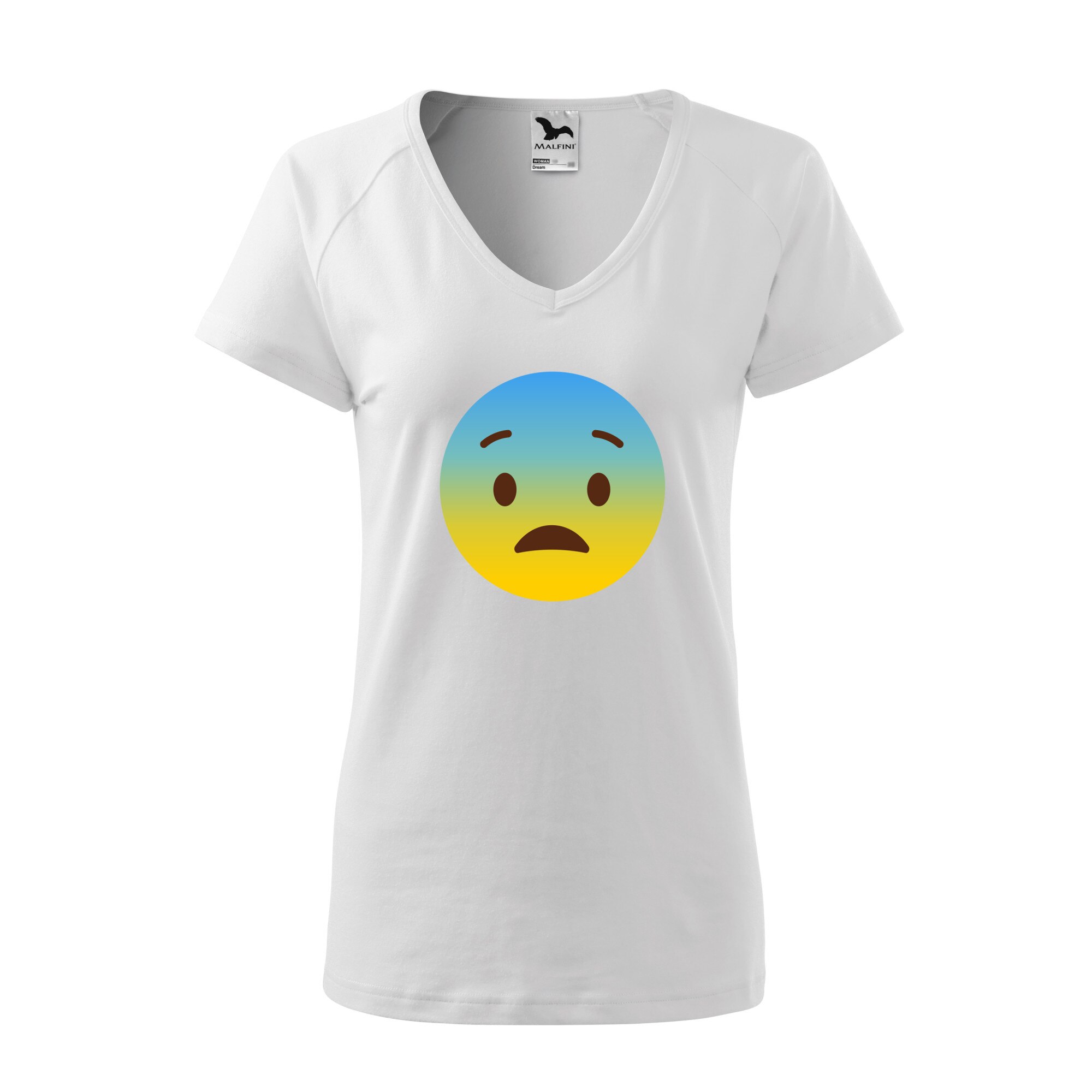 Tricou dama, Malfini, Emoji Scared Face, Alb, L