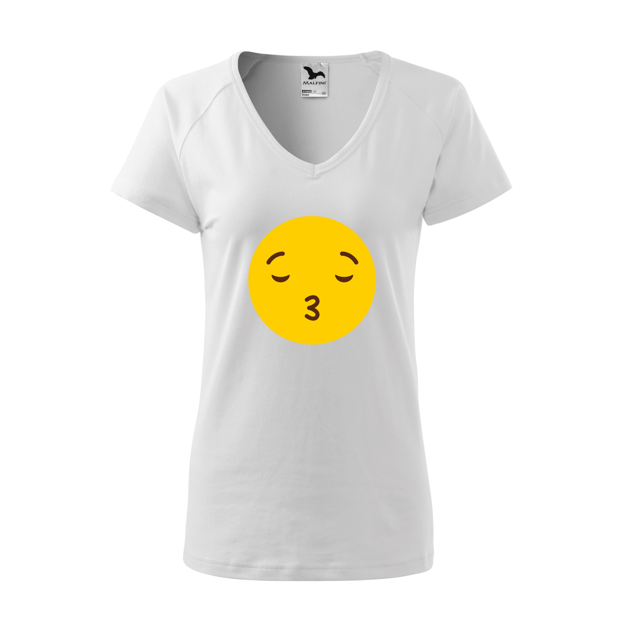 Tricou dama, Malfini, Emoji Waiting for a kiss Face, Alb, L