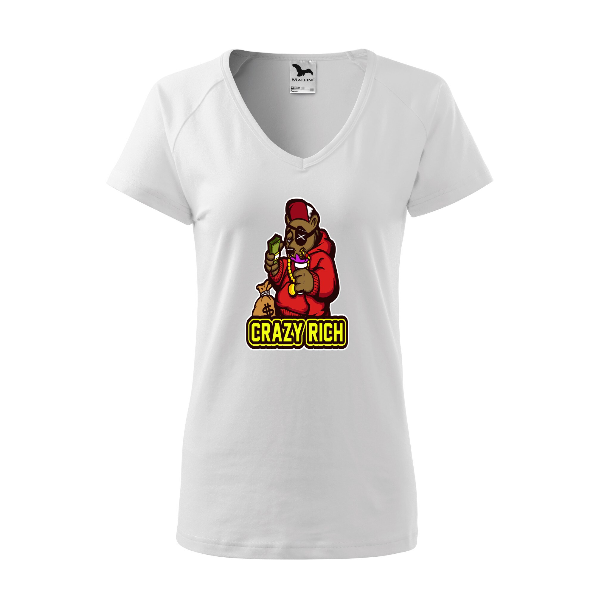 Tricou dama, Malfini, Crazy Rich, Alb, M