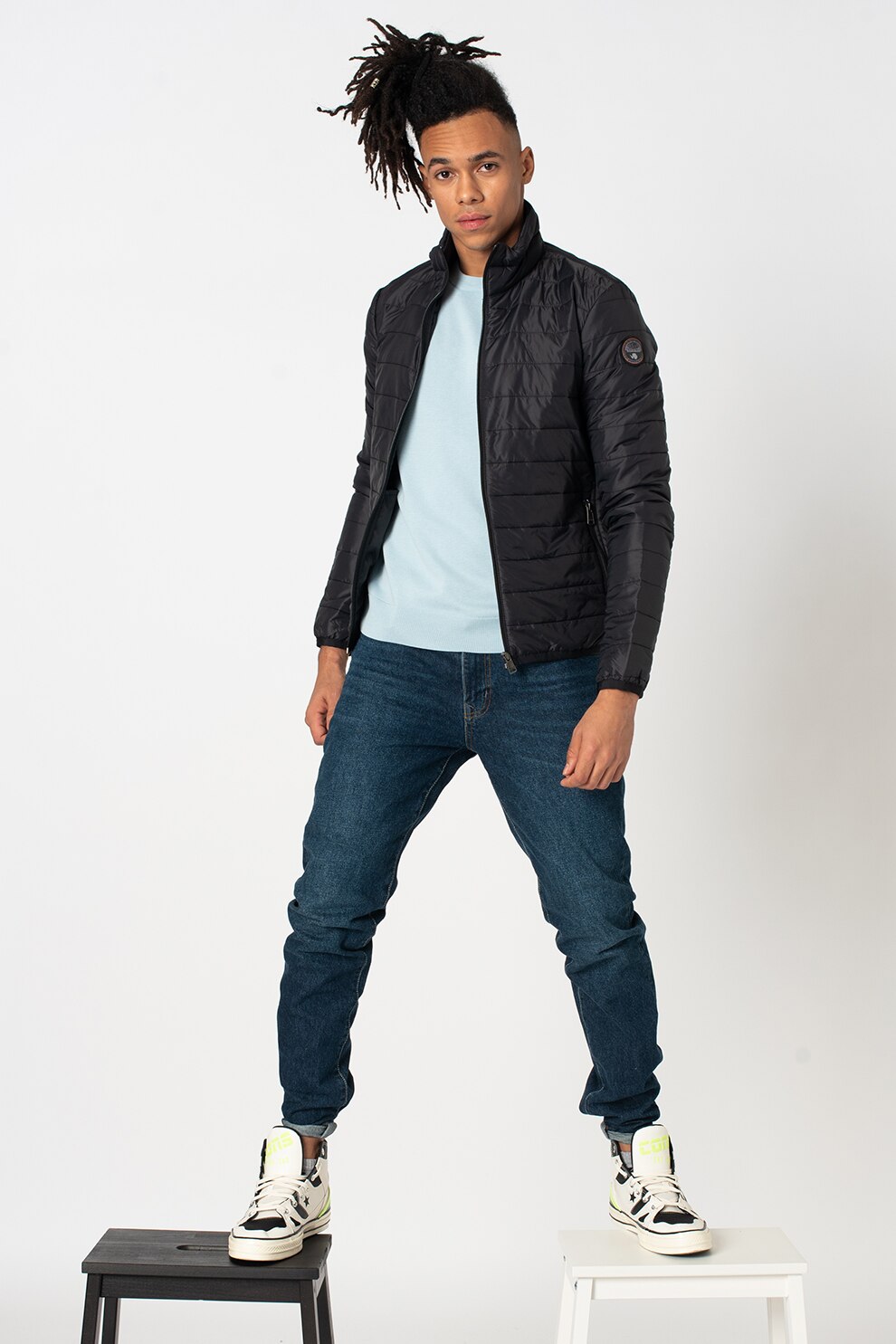 Napapijri, Jacheta cu fermoar si aspect matlasat Acalmar, Negru