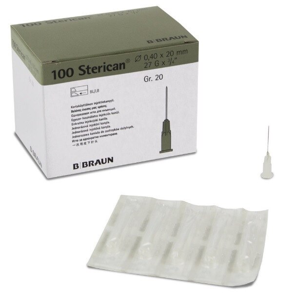 Set 100 Ace seringa, Sterican, culoare gri, masura 0,40 x 20 mm, BRAUN