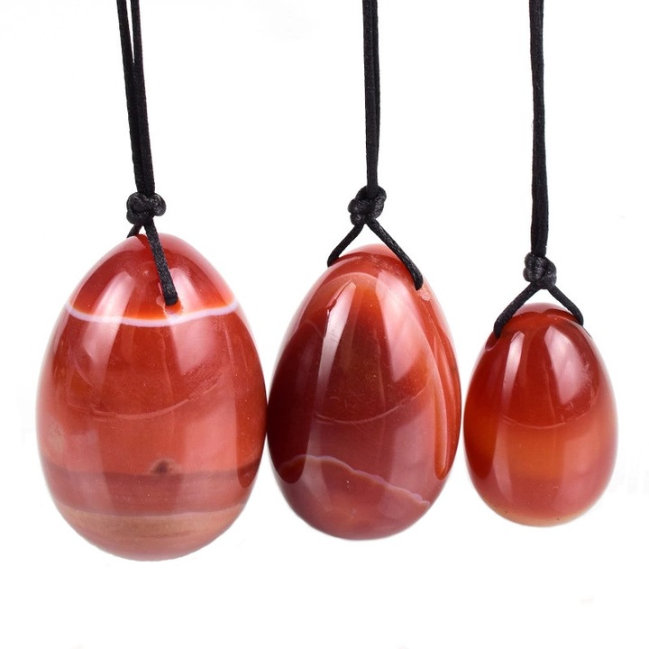 Комплект 3 яйца йони, червен ахат, SINO FORCE OF NATURE