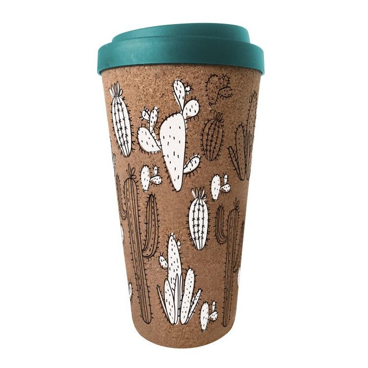 Cana calatorie Ambition plastic cactus 450 ml cork negru-alb