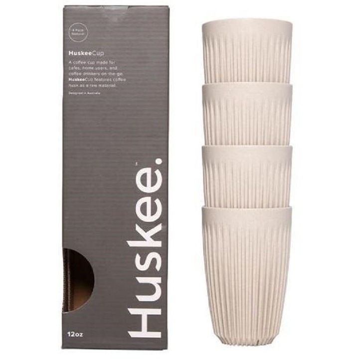 Set 4 cani Huskee Cup - Natural White - L, Polipropilena , 350 ml, Alb