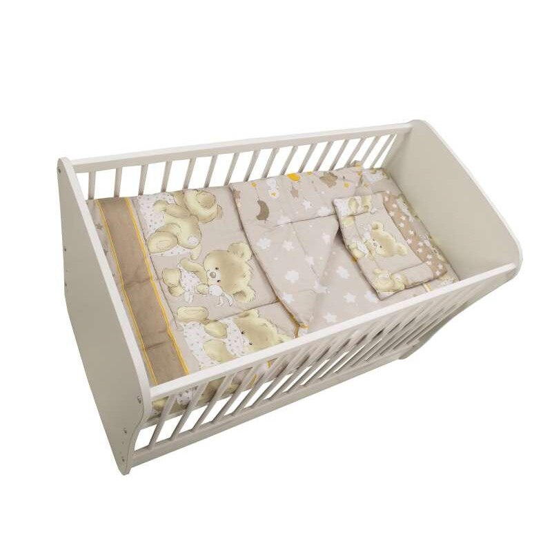 Lenjerie patut cu 5 piese MyKids - Ursulet , bej (5J)