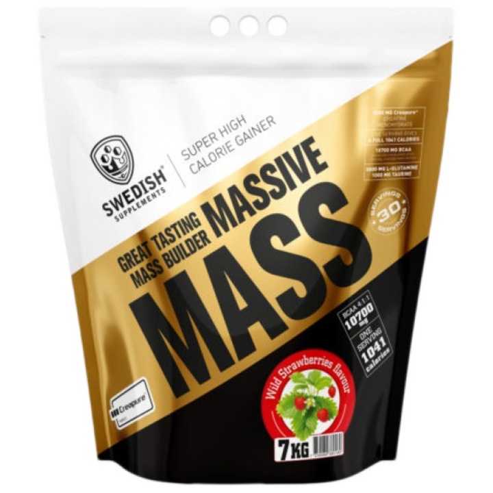Хранителна добавка SWEDISH Supplements Massive Mass Gainer, Дива ягода, 7000 гр