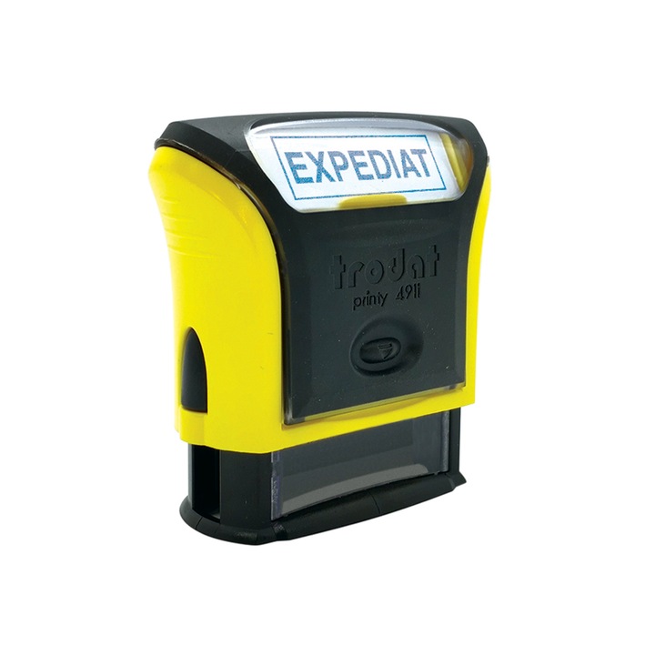 Stampila Trodat 4911, "Expediat", Tusiera Albastra, Suport Galben, 38x14 mm