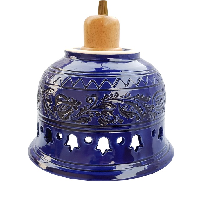 Pendul Deco Republic "Radacini - Laleaua albastra" E27, 1x60 W, ceramica autentica Corund