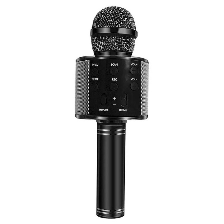 Énekeljünk profi karaoke mikrofon, bluetooth 4.1 csatlakozás, Hi-Fi, töltőkábel, beépített hangszóró, fekete, doty