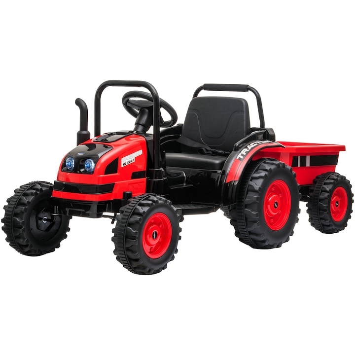 Mappy Farm 388 Elektromos traktor, Gyerekeknek, Utánfutóval, Piros/Fekete