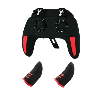 Controler Playsmartshop H10 2500 mah cu 2 manusi gaming profesionale Fox red, PUBG Fortnite Call of duty triggere mecanice, baterie, cooler racire telefon Controler Playsmartshop H10 2500 mah cu 2 manusi gaming profesionale Fox red, PUBG Fortnite Call of duty triggere mecanice, baterie, cooler racire telefon