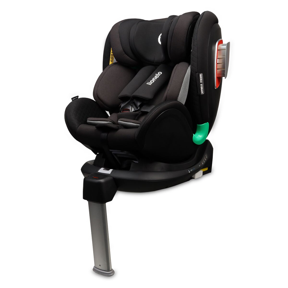 Scaun auto, Lionelo, i-Size Antoon RWF Carbon, Pozitie de somn, Protectie laterala, Rotire 360 grade, 0-18 Kg, cu Isofix, Negru