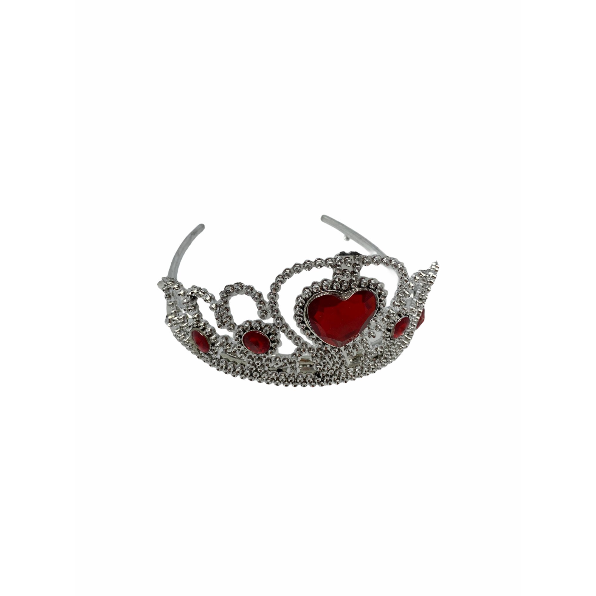 Coronita de printesa pentru copii, Atelier, Plastic, Argintiu/Rosu