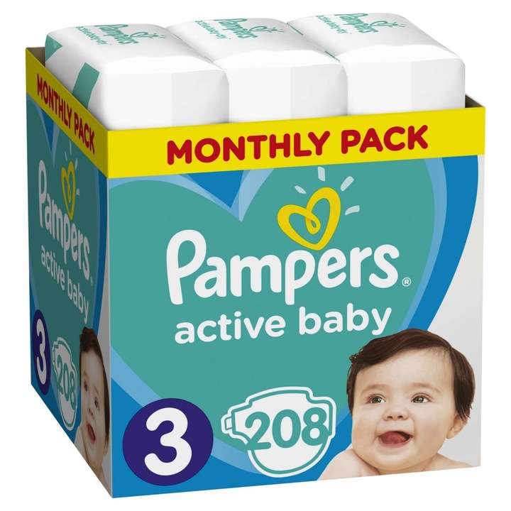 Пелени Pampers Active Baby 6-10кг Midi 3 (208бр.)
