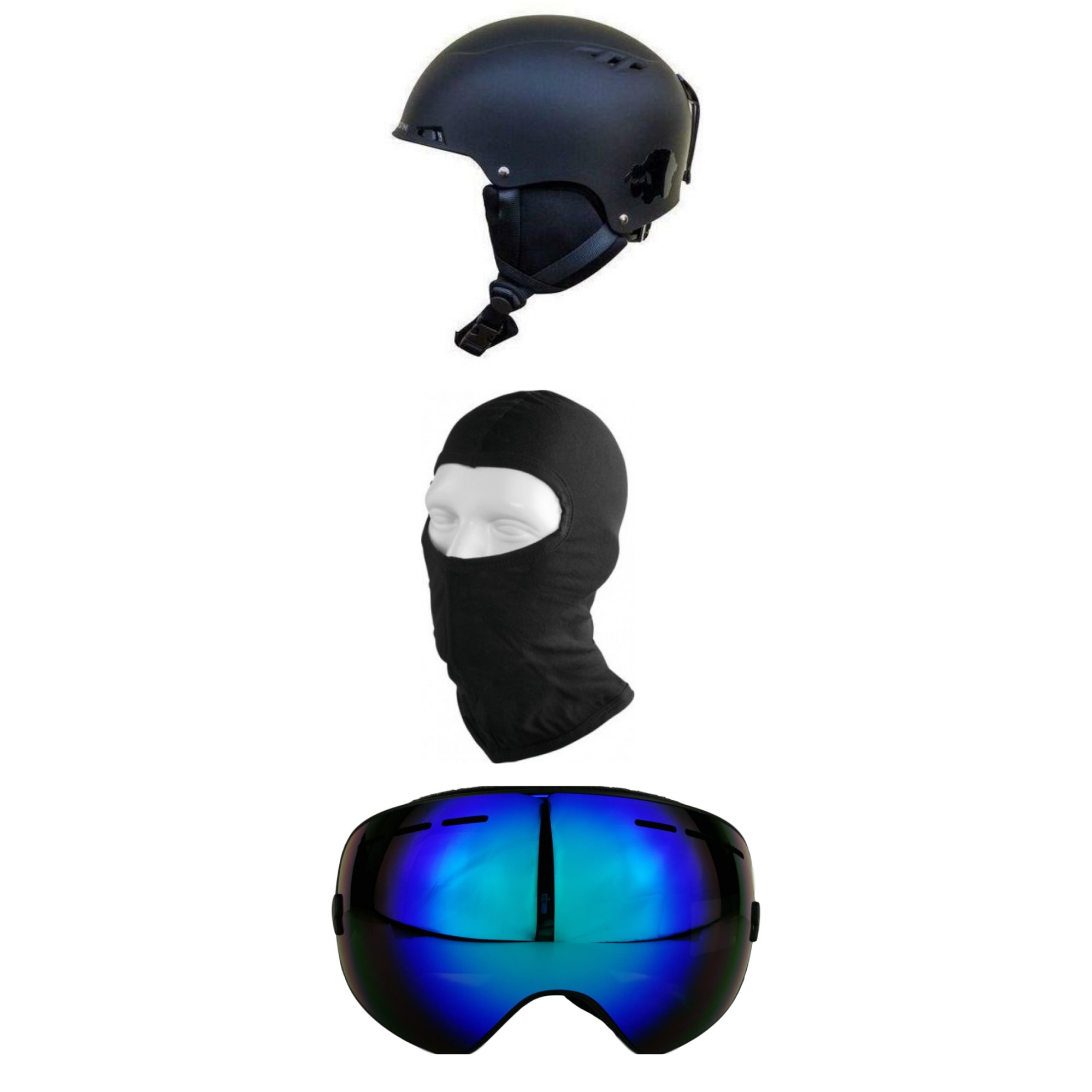 Casca ski/snowboard, Blacksheep Matte Black + Ochelari Furgler C1 + Cagula Lycra - M
