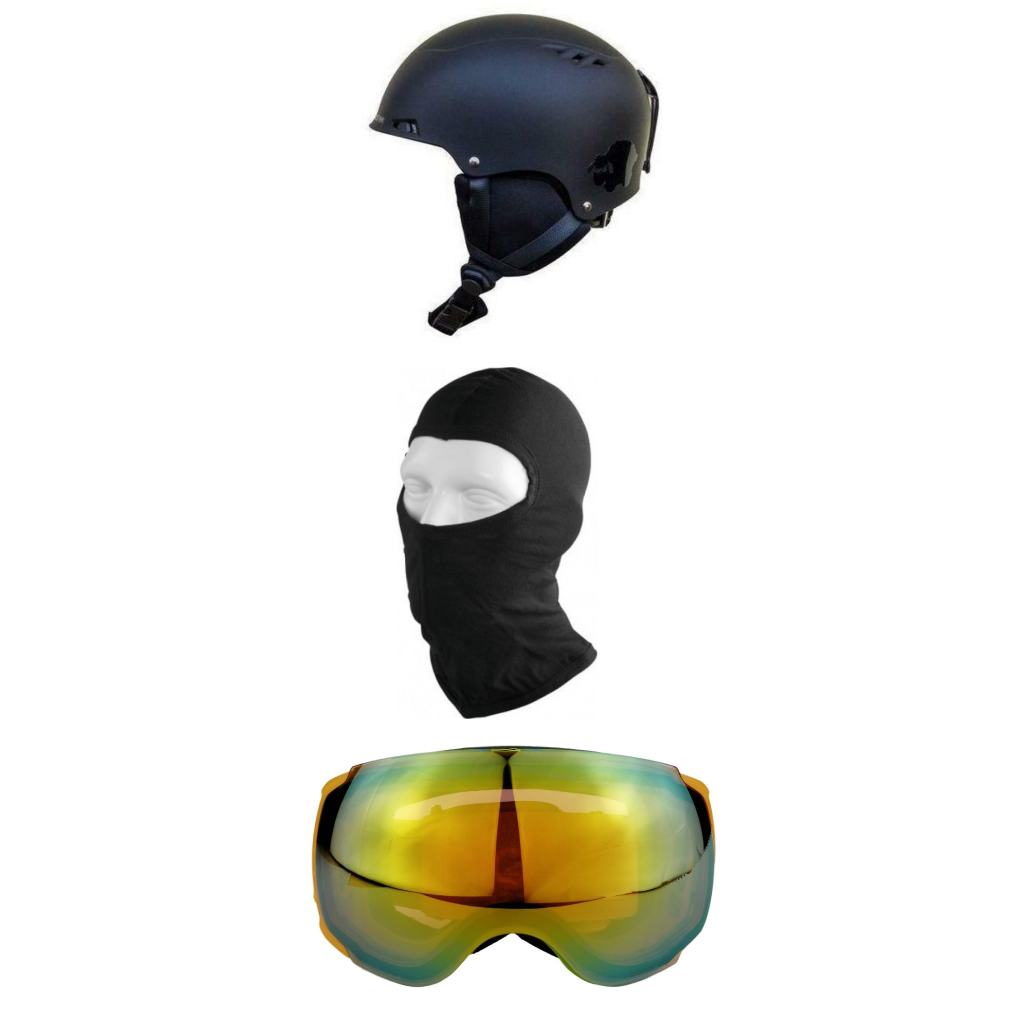 Casca ski/snowboard, Blacksheep Matte Black + Ochelari Big Globe Galben C1 + Cagula Lycra - M