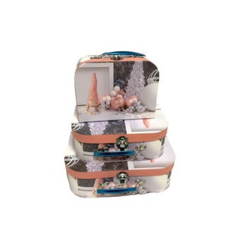 Set 3 cutii din carton pentru craciun cu maner din metal ,776 g Set 3 cutii din carton pentru craciun cu maner din metal ,776 g